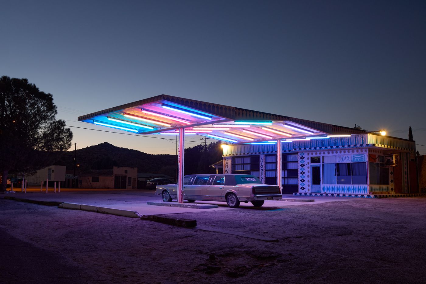 gas station at twilight 